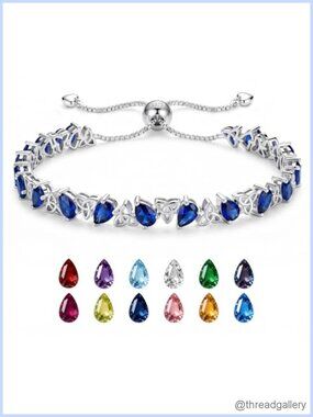 925 Silver Pear Cut Celtic Knot Tennis Bracelet Adjustable Bolo Gift